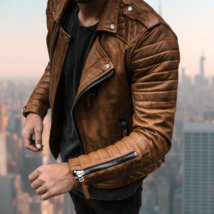 Elliot | Veste en cuir vintage pour homme | Moto - Douxora