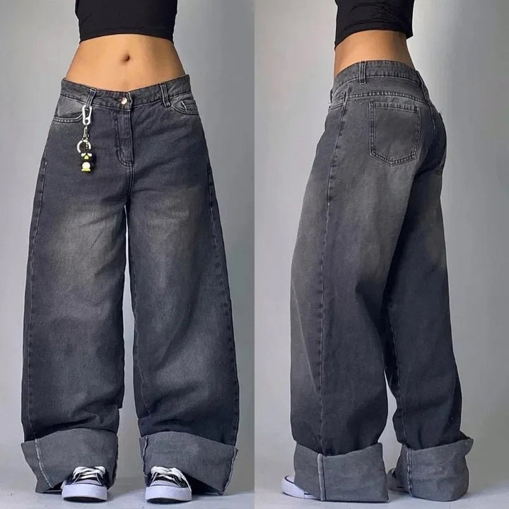 Kitana | Jeans cargo rétro punk unisexe | Baggy - Douxora