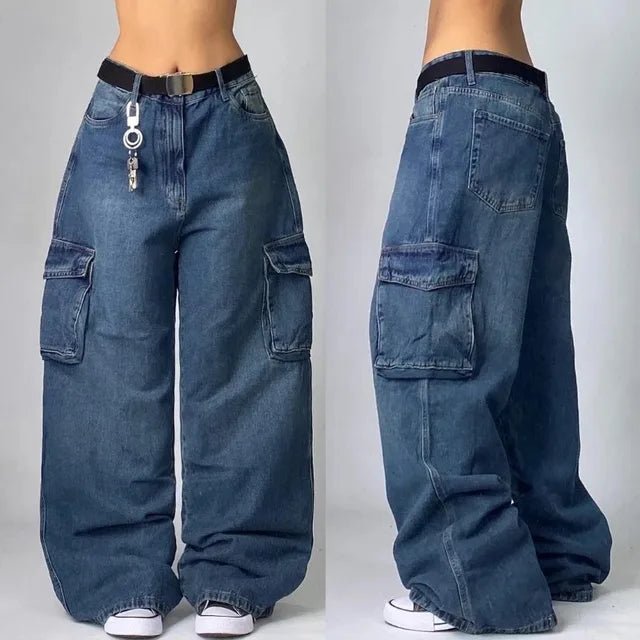 Kitana | Jeans cargo rétro punk unisexe | Baggy - Douxora