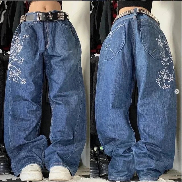 Kitana | Jeans cargo rétro punk unisexe | Baggy - Douxora