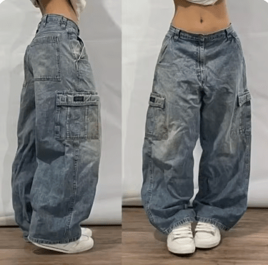 Kitana | Jeans cargo rétro punk unisexe | Baggy - Douxora