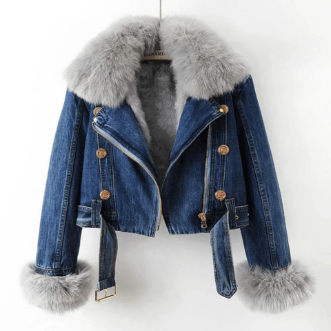 Mirabel | Veste en denim et fausse fourrure pour femme | Hiver - Douxora